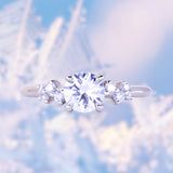 0.83ct White Ceylon Sapphire and Diamond Starry Night Low Profile Solitaire in 14k White Gold