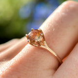 1.30ct Unheated Bicolor Montana Sapphire Low Profile Six Prong Split Shank Solitaire in 14k Rose Gold