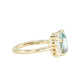 2.35ct Teal Blue Grey Untreated Pear Montana Sapphire and Diamond Asymmetrical Cluster Ring in 18k Yellow Gold