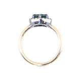 1.81ct Round Fantasy Carved Untreated Montana Sapphire and Antiqued Diamond Halo ring in 14k Yellow Gold