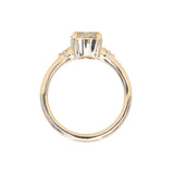 1.12ct Genuine Old European Cut Diamond and Princess Cut Diamond Rapids Low Profile Ring in 14k Yellow Gold