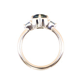 1.75ct Asscher Cut Parti Madagascar Sapphire and Trillion Sapphire Antique Compass Set Low Profile Ring in 14k Yellow Gold