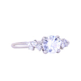 0.83ct White Ceylon Sapphire and Diamond Starry Night Low Profile Solitaire in 14k White Gold