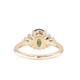 2.30ct Oval Deep Green and Teal Sapphire and Diamond Cluster Ring in 14k Yellow Gold