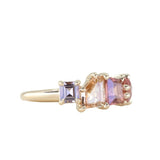Peach and Pink Tourmaline and Spinel Mosaic Ring in 14k Yellow Gold