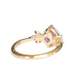 1.79ct Cushion Cut Pink Sapphire and Diamond Cluster Ring in 14k Yellow Gold