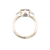 1.31ct Round Color Shifting Songean Sapphire and Trillion Sapphire Antique Compass Set Low Profile Ring in 14k Yellow Gold