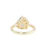 2.35ct Teal Blue Grey Untreated Pear Montana Sapphire and Diamond Asymmetrical Cluster Ring in 18k Yellow Gold