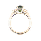 2.30ct Oval Deep Green and Teal Sapphire and Diamond Cluster Ring in 14k Yellow Gold