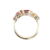 Peach and Pink Tourmaline and Spinel Mosaic Ring in 14k Yellow Gold