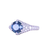 2.12ct Blue Montana Sapphire Diamond-Studded Tapered Solitaire in 14k White Gold