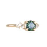 1.23ct Round Green Tanzanian Sapphire and Diamond Starry Night Low Profile Solitaire in 14k Yellow Gold