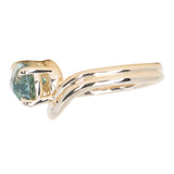 2.86ct Untreated Seafoam Pear Madagascar Sapphire Prong Set Ripple Contour Solitaire in 14k Yellow Gold