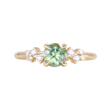 0.72ct Green Tanzanian Sapphire and Diamond Starry Night Low Profile Solitaire in 14k Yellow Gold