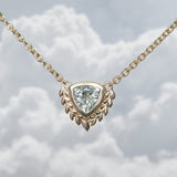 1.02ct White Trillion Madagascar Sapphire Vine Frame Necklace in 14k Yellow Gold