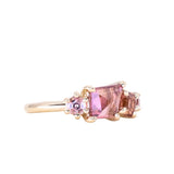Pink Spinel, Garnet and Tourmaline Mosaic Ring in 14k Yellow Gold