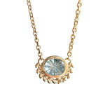 1.40ct Oval Fantasy Cut Montana Sapphire Vine Frame Necklace in 14k Yellow Gold