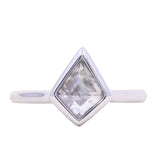 0.73ct Kite Shaped Light Grey Salt + Pepper Rosecut Diamond Contemporary Bezel Solitaire in 14k White Gold