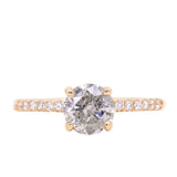 4 Prong Solitaire with Pavé Set Diamonds, Stackable - Setting