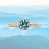 1.13ct Round Precision Blue Montana Sapphire Evergreen Carved 4 Prong Solitaire in 14k Yellow Gold