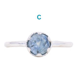 Rosecut Round Montana Sapphire Low Profile Six Prong Solitaire Rings in Sterling Silver