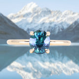 1.51ct Oval Teal Blue Madgascar Sapphire Classic Four Prong Solitaire in 14k Yellow Gold