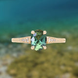 1.27ct Oval Untreated Parti Sapphire and Diamond Vintage Cathedral Four Prong Ring in 14k Yellow Gold