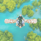 1.07ct Pear Sapphire Low Profile 5 Prong Vine Solitaire with Diamonds in 14k Yellow