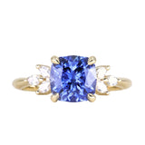 2.73ct Cushion Cut Moyo Sapphire and Marquise Diamond Cluster Ring in 18k Yellow Gold