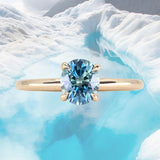 1.32ct Precision Cut Oval Teal Montana Sapphire Classic 4 Prong Solitaire in 14k Yellow Gold