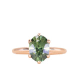2.30ct Oval Madagascar Green Sapphire Diamond-studded Sea Star Solitaire in 18k Rose Gold