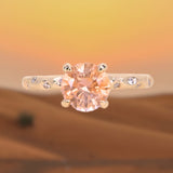 1.79ct Round "Sunset" Montana Sapphire 4 Prong Evergreen Solitaire with Scattered Embedded Diamonds in 14k Yellow Gold- with stone appraisal