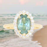 2.54ct Untreated Montana Sapphire Antique-Style Low Profile Diamond Halo Ring in 14k Yellow Gold- Appraised Stone