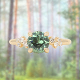 2.02ct Round Madagascar Sapphire and Diamond Starry Night Low Profile Solitaire in 14k Yellow Gold
