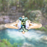 2.07ct Radiant Cut Untreated Tanzanian Sapphire Low Profile Six Prong Split Shank Solitaire in 14k Yellow Gold