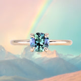 1.00ct Round Teal Madgascar Sapphire Classic Four Prong Solitaire in 14k Yellow Gold
