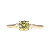0.85ct Round Light Green Montana Sapphire and Princess Cut Diamond Rapids Low Profile Ring in 14k Yellow Gold