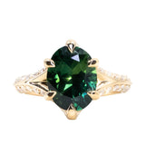 3.90ct Untreated Nigerian Oval Sapphire Diamond-studded Six Prong Split Shank Knife Ede Solitaire in 18k Yellow Gold