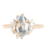 2.21ct Pastel Pear Sapphire and Diamond Asymmetrical Cluster Ring in 14k Yellow Gold