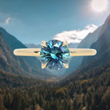 1.43ct Round Precision Cut Teal Montana Sapphire Classic 4 Prong Solitaire in 18k Yellow Gold