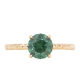 1.68ct Round Australian Sapphire Evergreen Carved Solitaire in 14k Yellow Gold