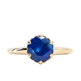 2.23ct Round Royal Blue Sapphire Scallop Cup Solitaire in 14k Yellow Gold