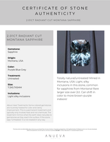 2.01CT RADIANT CUT MONTANA SAPPHIRE, PURPLE BLUE GREY, 7.3X5.7X5MM, UNTREATED