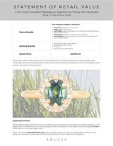 2.01ct Oval Untreated Madagascar Sapphire Six Prong Halo Stackable Ring in 14k Yellow Gold