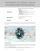 2.01ct Untreated Oval Songean Color Shifting Sapphire and Natural Kite Diamond Three Stone Ring in Two Tone 18k Yellow and Platinum