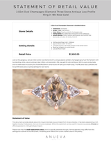 2.02ct Oval Champagne Diamond Three Stone Antique Low Profile Ring in 18k Rose Gold