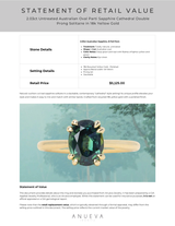 2.03ct Untreated Australian Oval Parti Sapphire Cathedral Double Prong Solitaire in 18k Yellow Gold