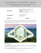 2.04ct Montana Sapphire Hexagon Portrait Cut Low Profile Bezel Split Shank Solitaire Ring in 14k Green Gold