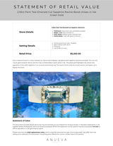 2.05ct Parti Teal Emerald Cut Sapphire Ravine Band Unisex in 14k Green Gold