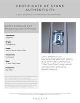 2.07CT EMERALD CUT MADAGASCAR SAPPHIRE, PASTEL BLUE WITH GREY, UNTREATED, 7.78X5.71X4.57MM